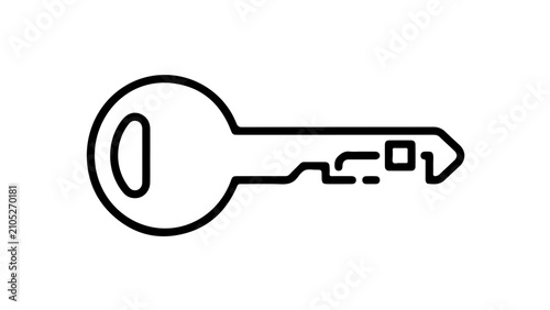 Minimalist key illustration featuring a USB drive-shaped bow for data or digital access themes.