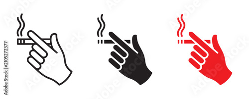 Photos Human hand holding cigarette with smoke isolated on transparent background flat style vector icon design set