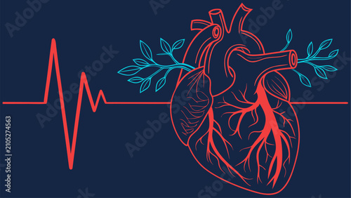 Quadro su tela Heart arrhythmia concept illustrating atrial fibrillation and cardiovascular health