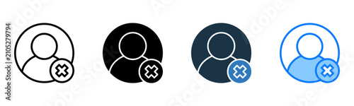 Blocked User icon multiple style vector illustration