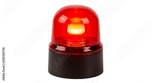 Red emergency beacon light on black stand