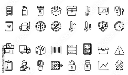 Konstfotografi Cold Chain Pharmaceutical Storage Editable Stroke Outline Icon Collection for Re