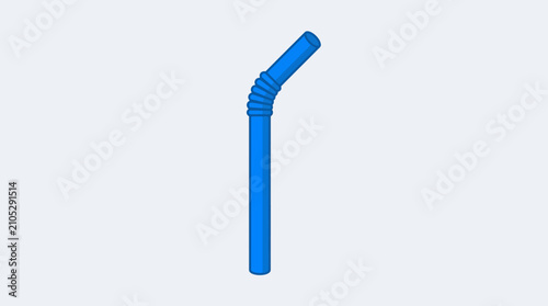 Foto Single blue flexible drinking straw isolated on light background