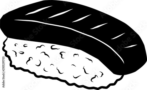 Doodle Sushi Onigiri . Cartoon Sushi Illustration