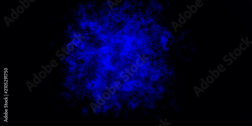 blue color powder explosion isolated on black background. Colorful dust explode. Paint Holi, dust particles splash. Network concept with spray. Futuristic technology element. 3D rendering.