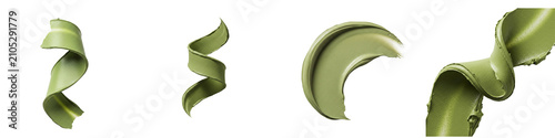 Green cosmetic cream or clay mask smears isolated on black background