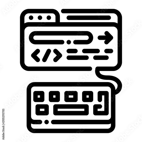 Konstfotografi Programming interface icon with code snippets connected to a keyboard