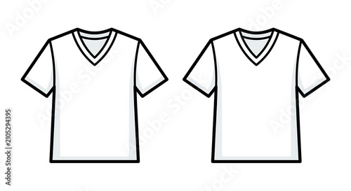 Tshirt set of two white v-neck clothing mockups