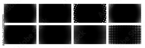 Radial Halftone Patterns Collection - vector illustration