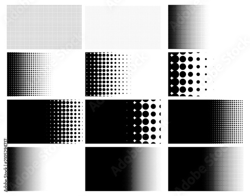Linear Horizontal Halftone Patterns Collection - vector illustration