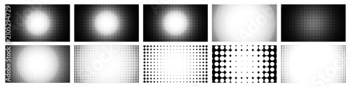 Radial Halftone Patterns Collection - vector illustration