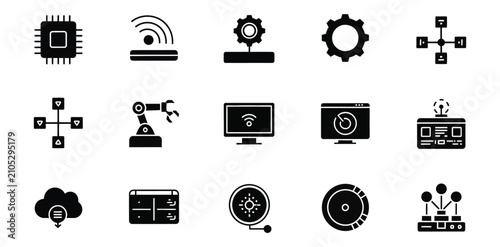 Modern flat icons set of technology and internet services Vector