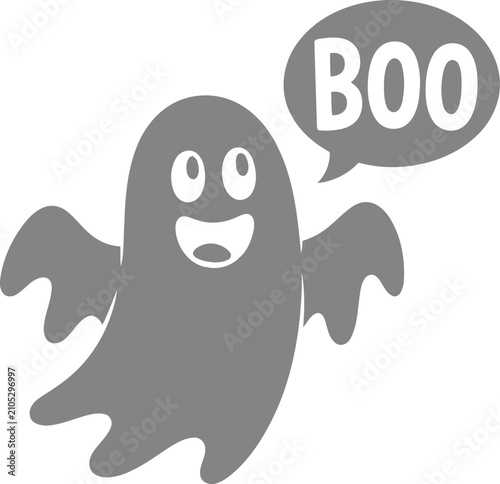 Obraz na plátne Cute happy ghost saying boo