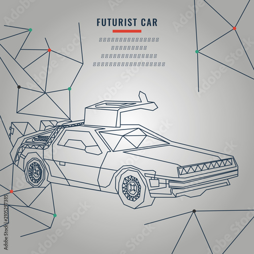 Futuristic Sci-Fi Wireframe Concept Car Vector Illustration