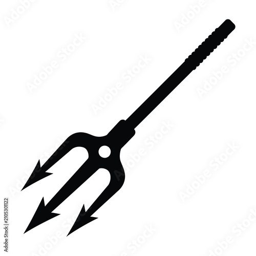 Black silhouette of a trident on a white background