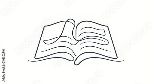 Open book continuous line art drawing