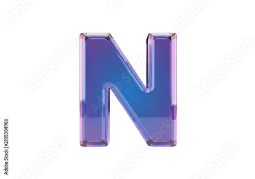 Blue gradient letter n icon isolated on transparent background