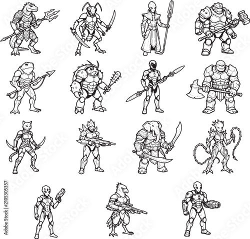 Canvastavla Various Alien Army Species Characters