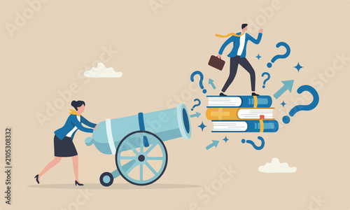 Принти на полотні Coaching help advancement, big books mentor or motivation to boost productivity,