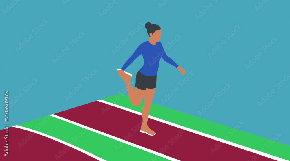 Obraz premium Woman Stretching Legs on Track for Fitness and Exercise