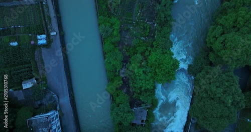 Aerial footage of landscape in dujiangyan,Sichuan province,China