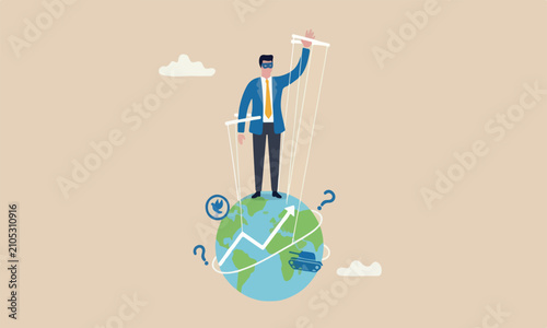 Quadro su tela World domination power to manipulate or control economy, stop the war for world