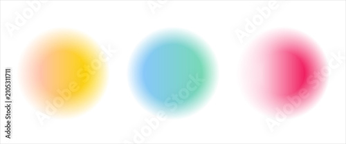 Set color circle gradient noise gradation. Abstract colorful watercolor blur mesh on isolated transparent background. Circle shape png.