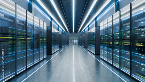3D illustration of an AI data center warehouse