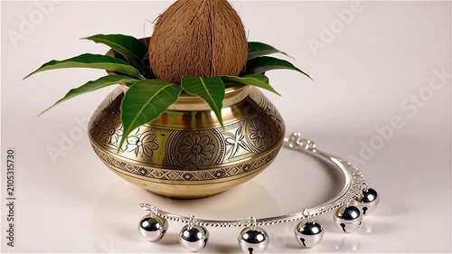 Decorated kalash with traditional elements