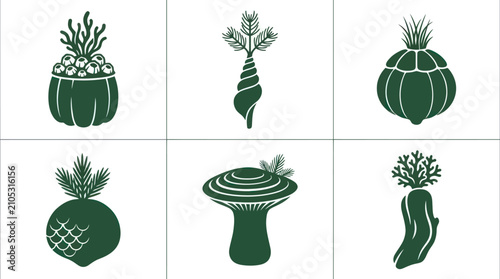 Tablou pe pânză Botanical and natural object icons