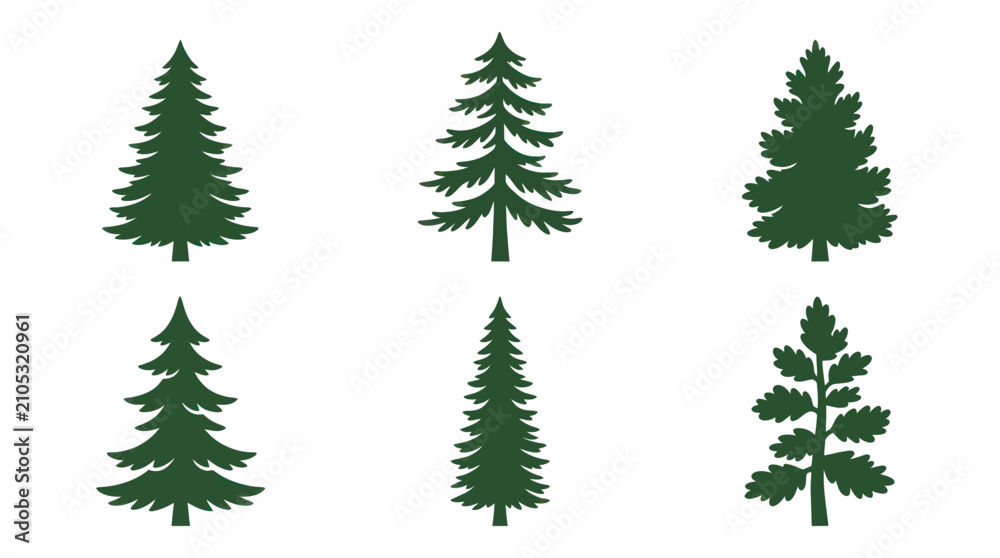 Obraz premium Coniferous tree silhouettes collection
