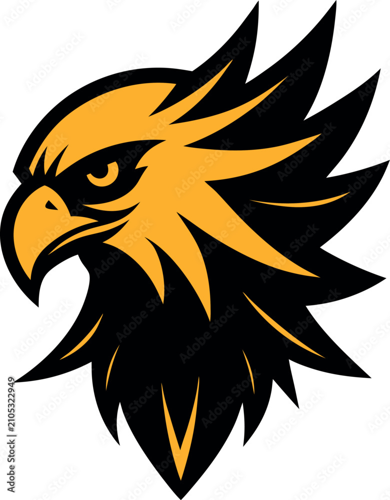 Fototapeta premium Eagle Head Silhouette With Wings Spread Premium Vector Logo