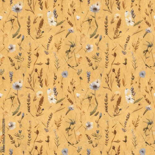 Boho meadow wild dandelion flower seamless pattern for textile and background design