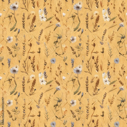 Boho meadow wild dandelion flower seamless pattern for textile and background design