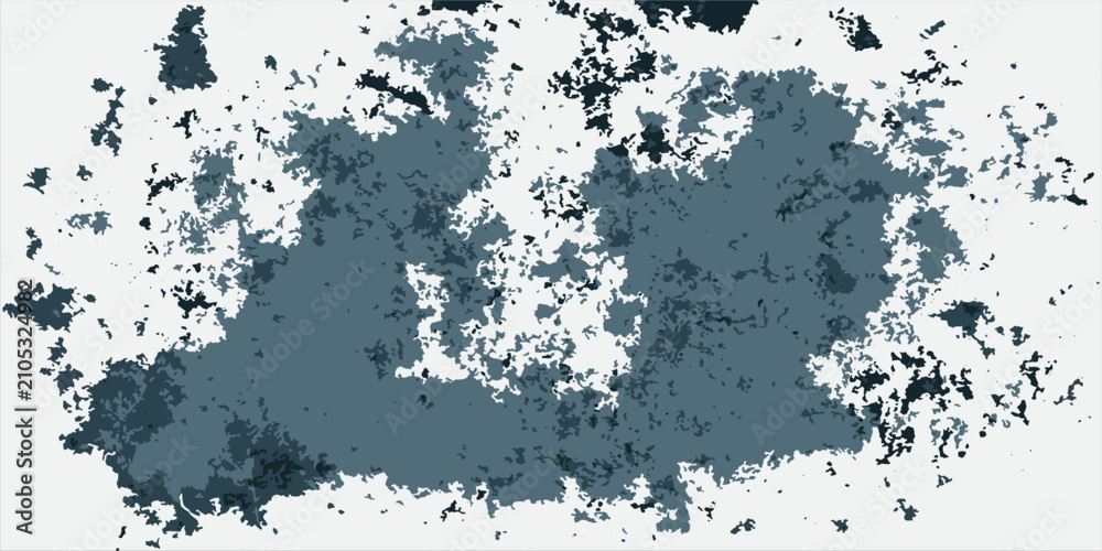 Fototapeta premium Abstract camouflage grunge texture background in blue and grey tones. Vector illustration of distressed splash paint spots, organic camo pattern or weathered rustic backdrop element.