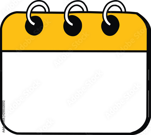 Minimalist Spiral Calendar Icon with Yellow Header and White Body