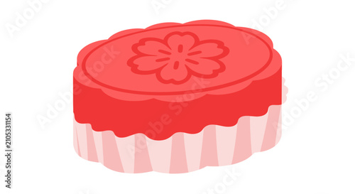 Red Cake with Flower Design.