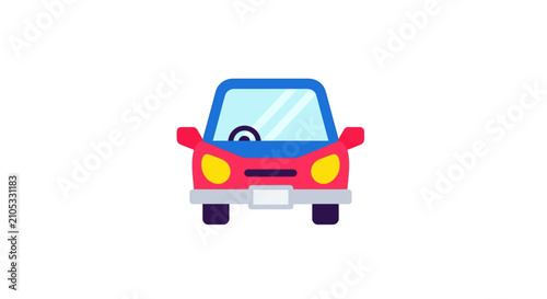 Red Car Front View Illustration.