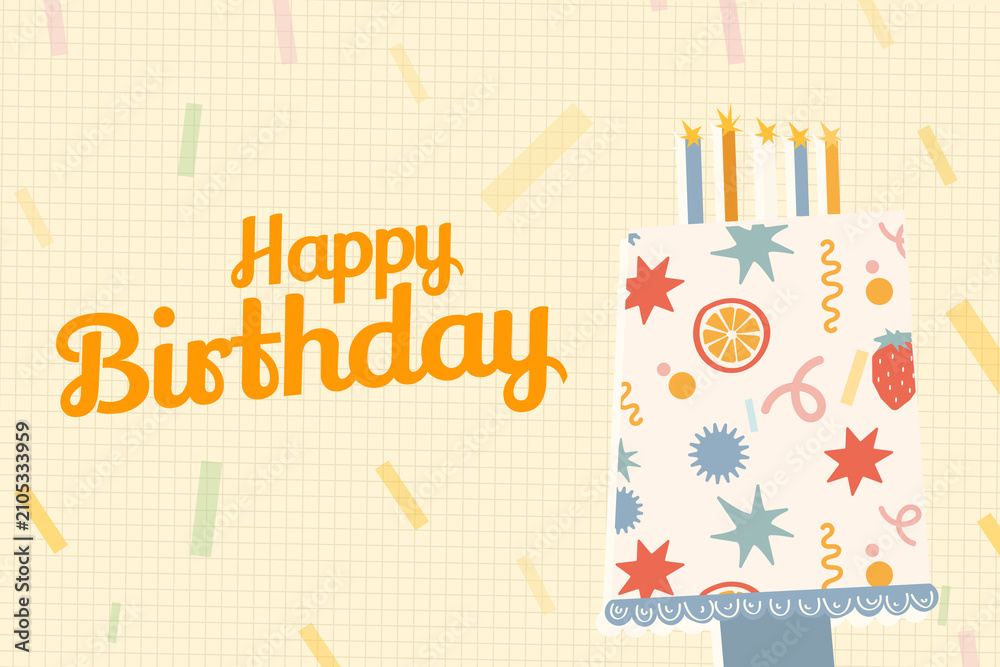 Fototapeta premium Celebration for a happy birthday with cake and decorations in a cheerful setting