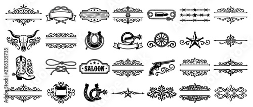 Quadro su tela Western Elements Collection: Vintage Cowboy Graphics