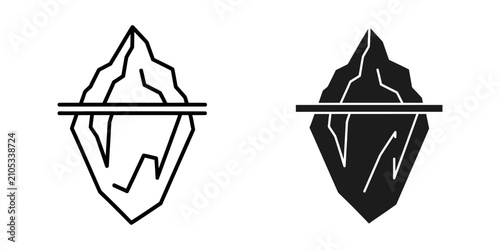 Obraz na płótnie Iceberg concept with visible underwater portion on white background symbolizing