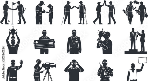 Konstfotografi Media and Journalism Silhouette Collection with Interview Camera Reporter Photog