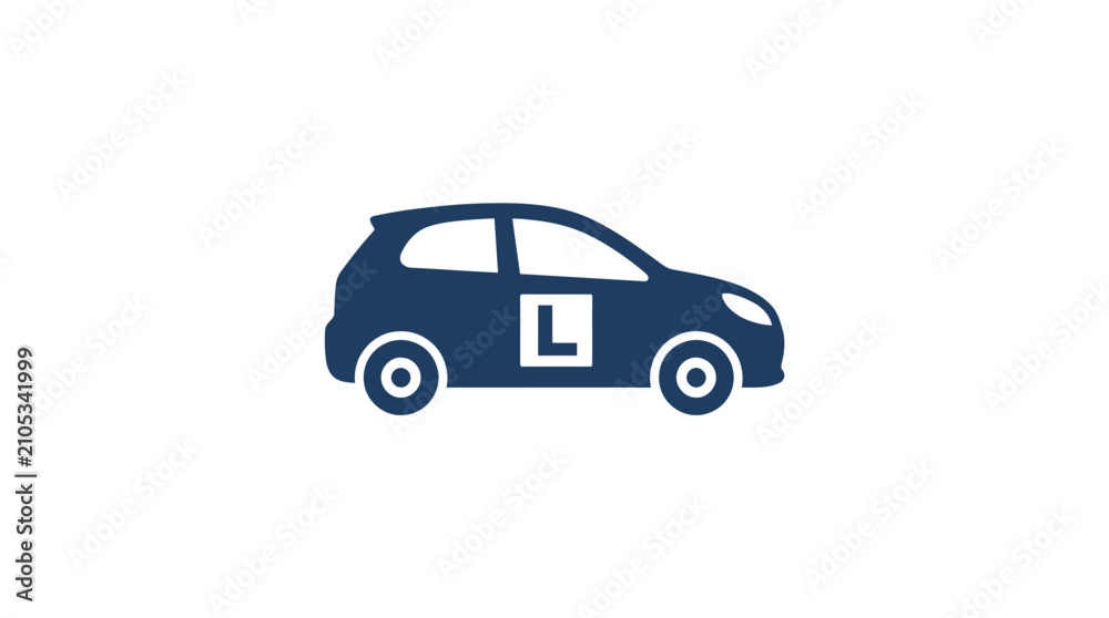 Fototapeta premium Learner Driver Car Icon Symbol.