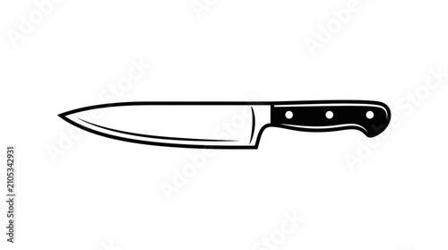 Fotografía Kitchen Knife with Black Handle.