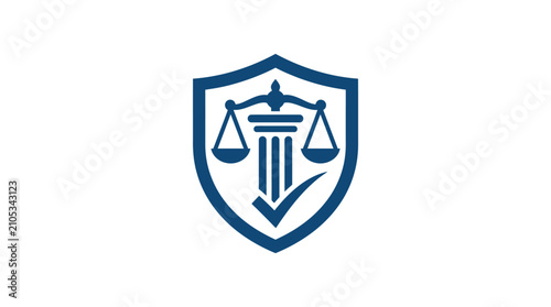 Schilderij op canvas Law Scale Justice Symbol Emblem Logo.