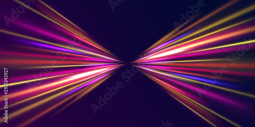 Bild auf Leinwand Bold glowing lines sweep through urban darkness