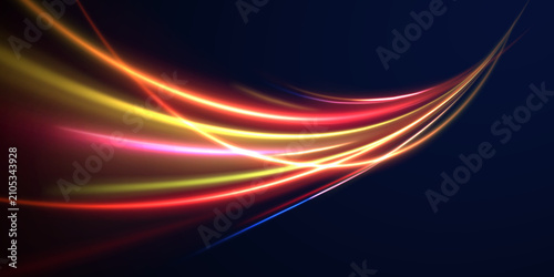 Powerful luminous effects transform the roadway. Motion inspires excitement. Futuristic digital art.
