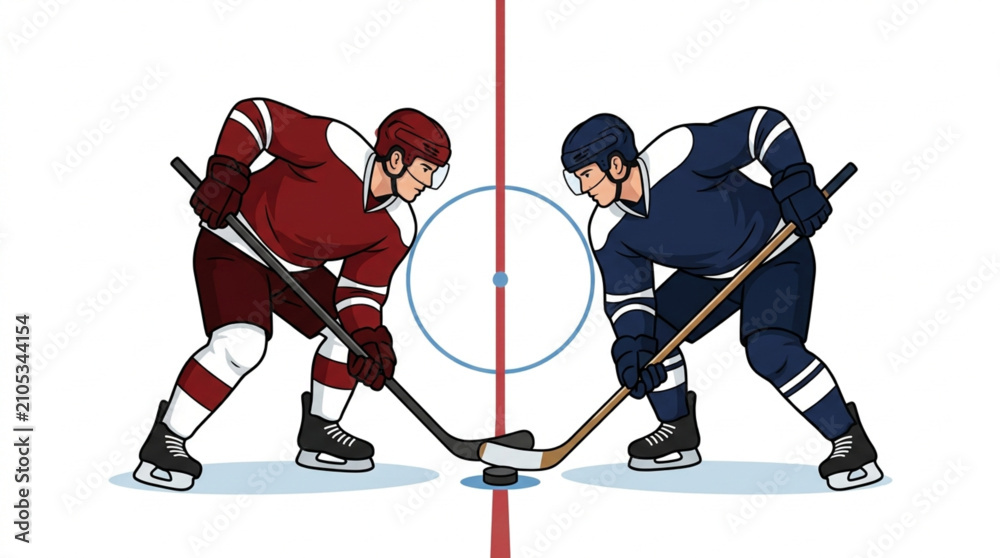 Fototapeta premium Ice Hockey Face-Off Flat Vector Illustration