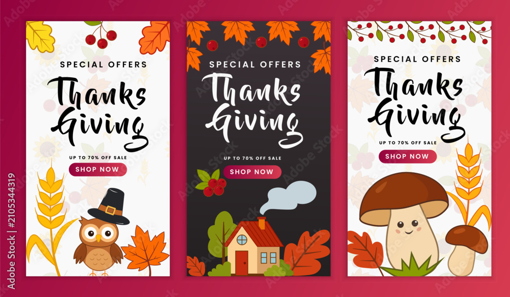 Fototapeta premium Thanksgiving sale story templates festive designs for social media promotions