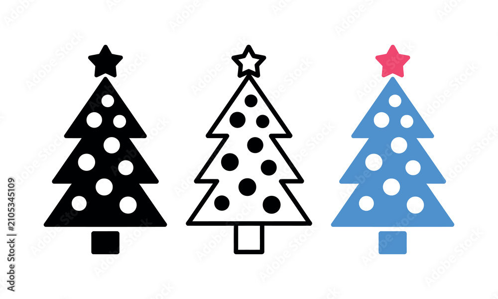 Fototapeta premium Three stylish christmas tree advent calendar designs with star toppers
